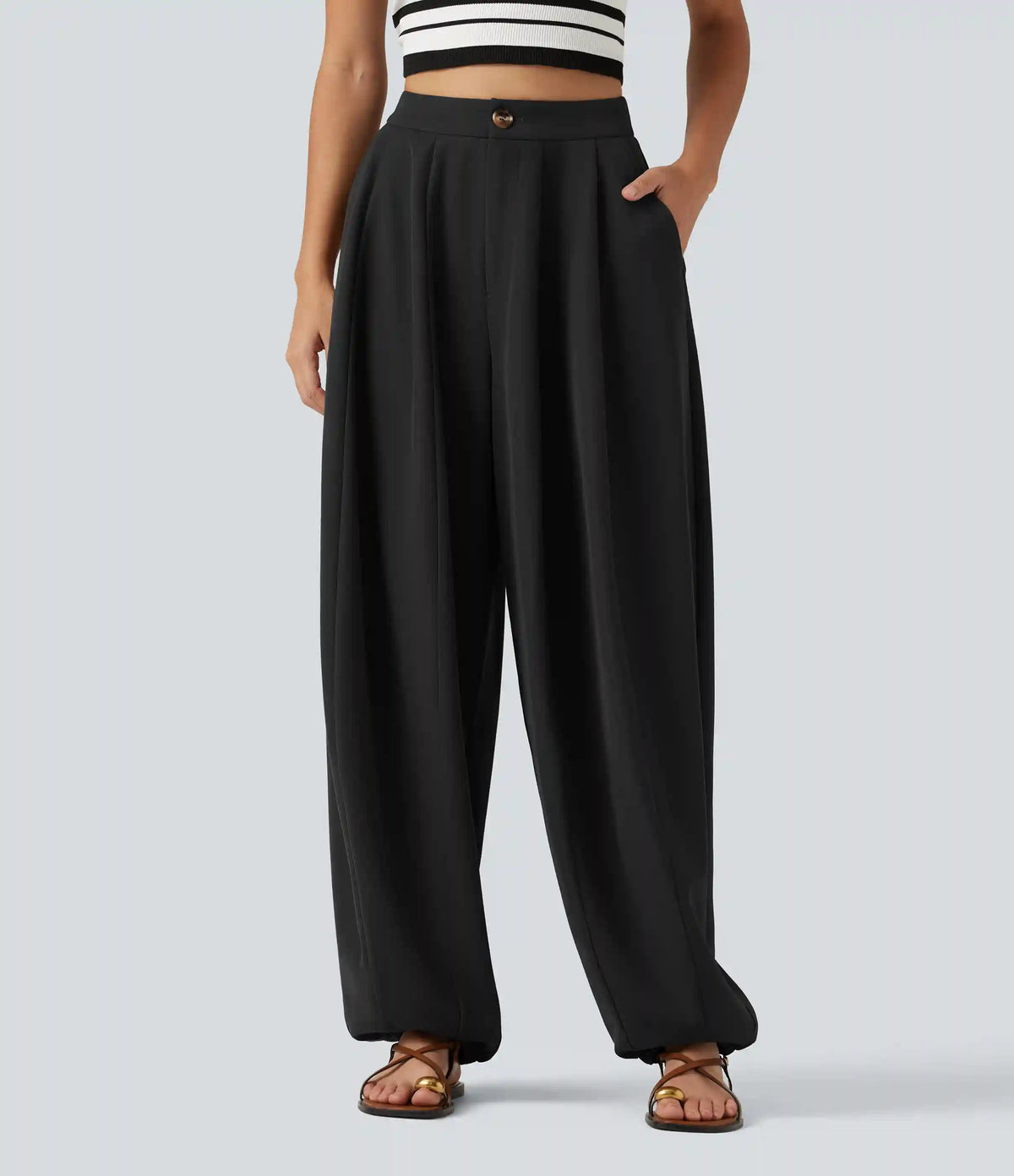 High Waisted Balloon Casual Pants with Pockets