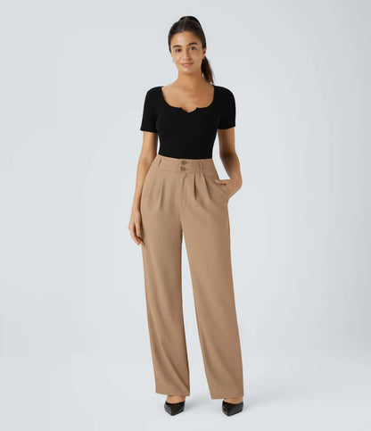 Halara Flex™ High Waisted Zipper Pocket Shirred Straight Leg Work Pants