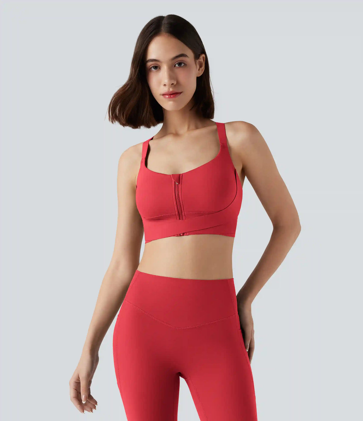 SpeedWave™ Medium Support Push Up Zipper Adjustable Buckle Quick Dry Running Sports Bra