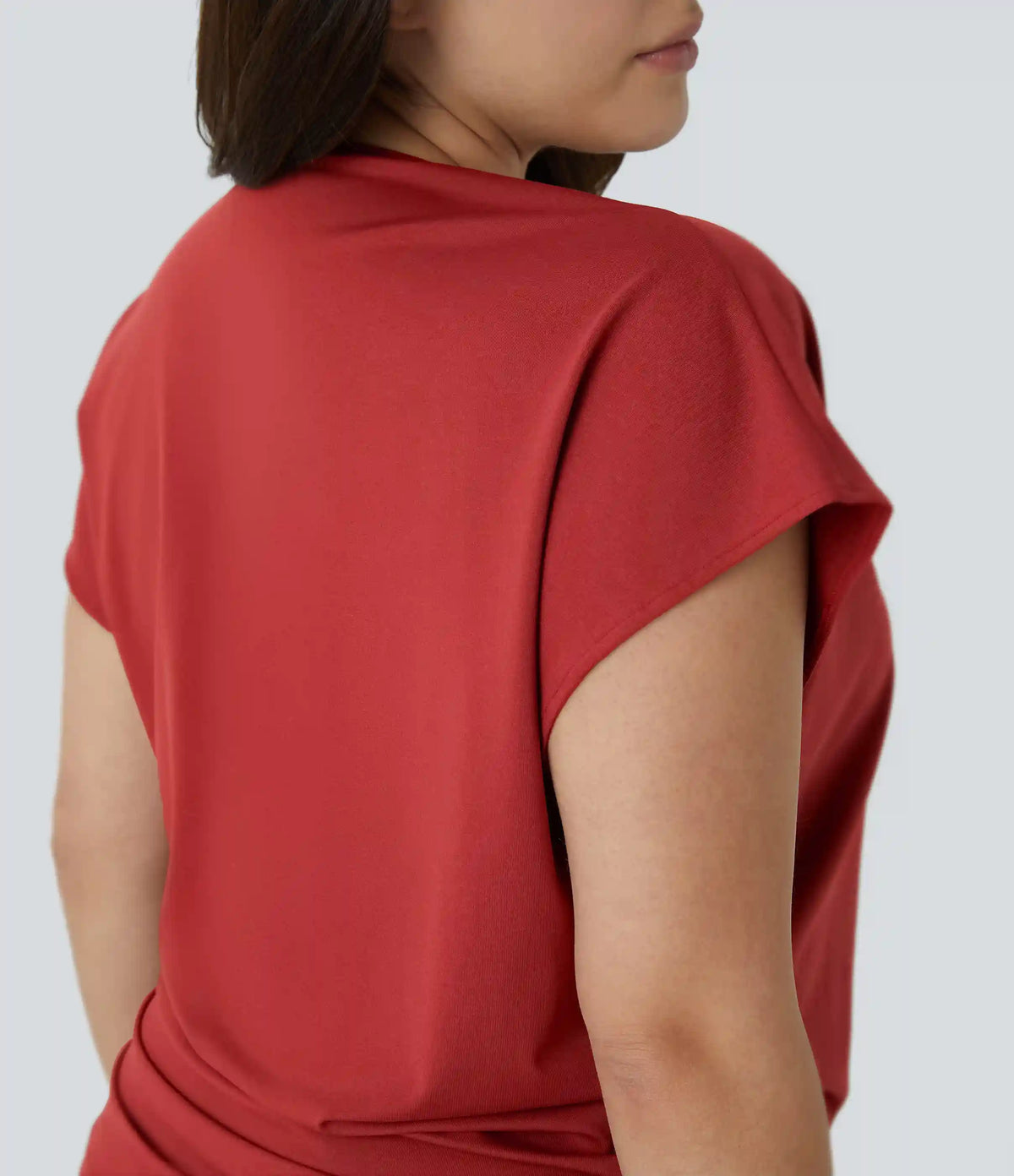 V Neck Cap Sleeve Crossover Ruched Solid Work Plus Size Blouse