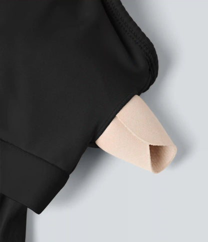 Ribbed Henley Neck Built-in Bra 2-in-1 Mini Tennis Active Tank Dress with Pockets-Easy Peezy Edition