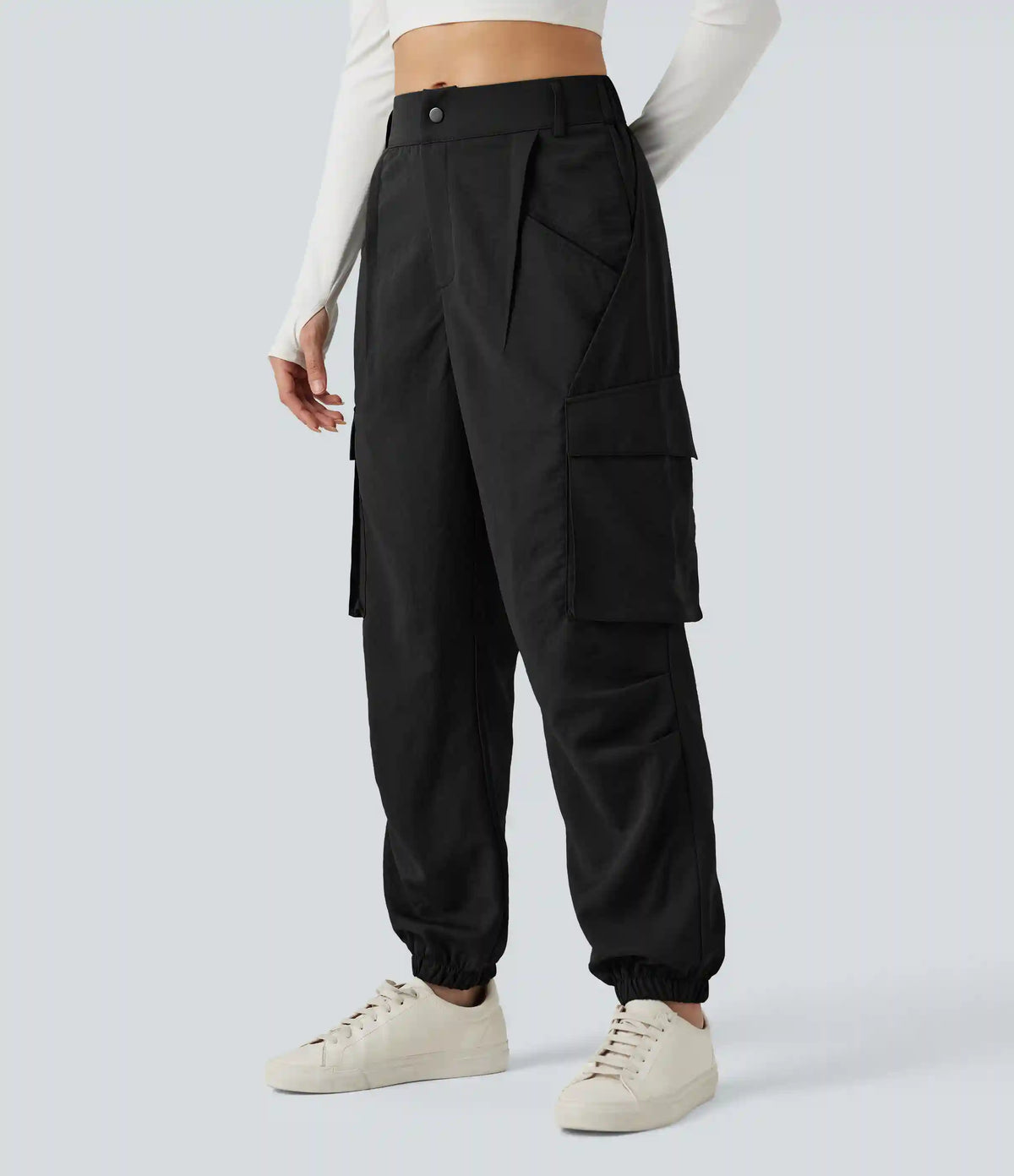 Mid Rise Casual Cargo Joggers with Pockets
