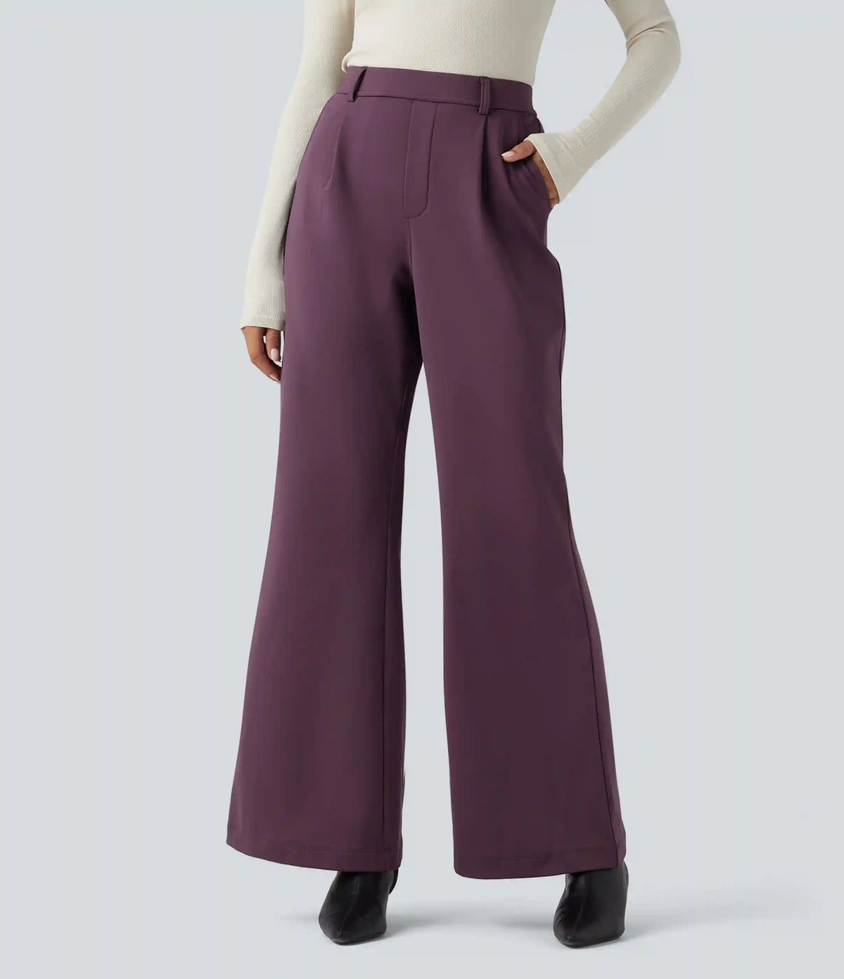 SoftlyZero™ Plush Thermal High Waisted Work Flare Pants with Pockets