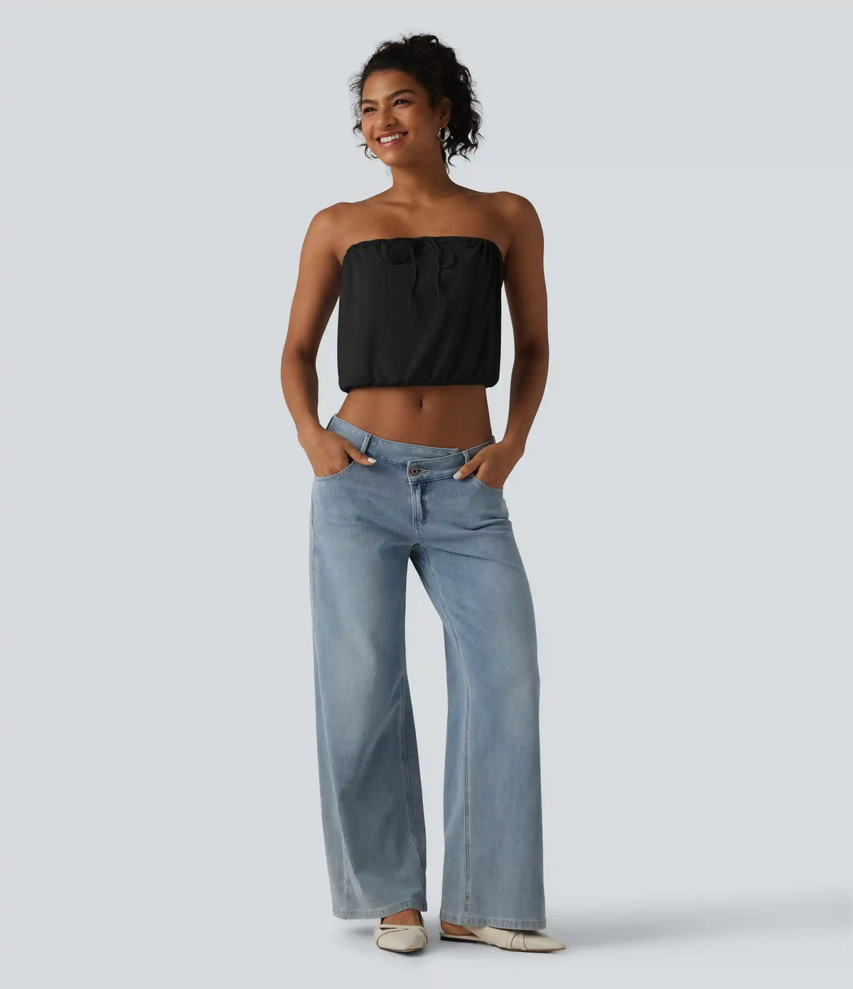 SoftlyZero™ Tube Lace Up Cropped Casual Tank Top