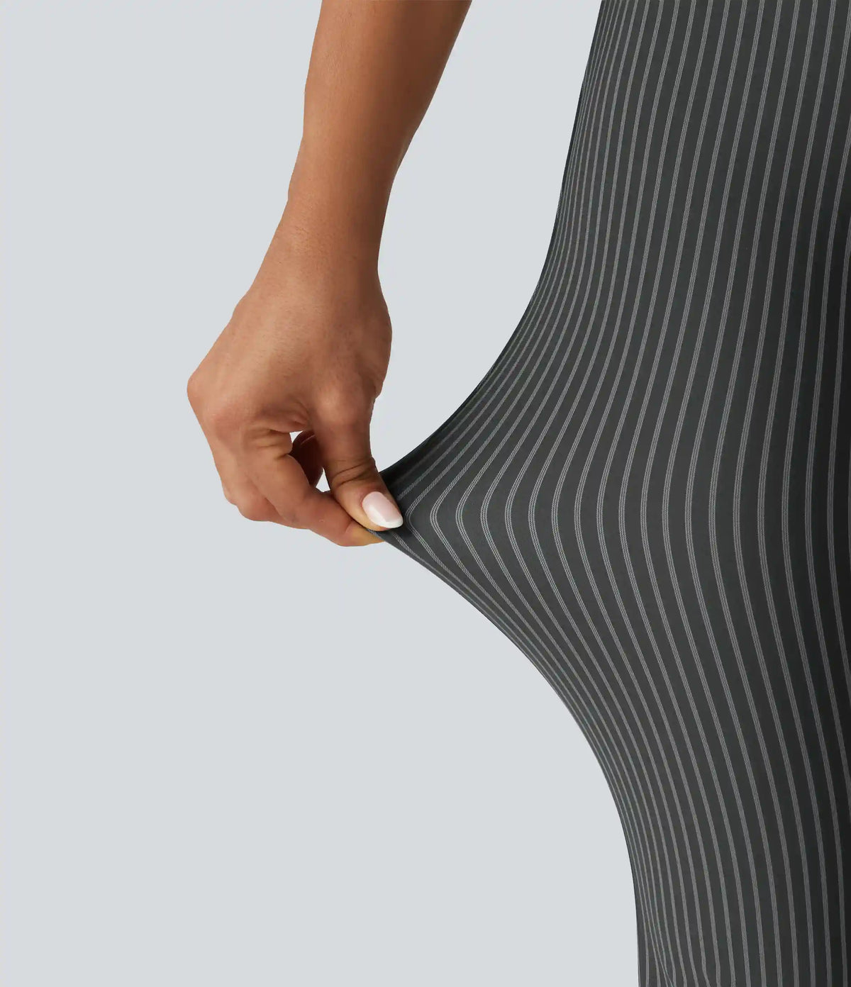 High Waisted Drawstring Stripe Flare Yoga Pants with Pockets