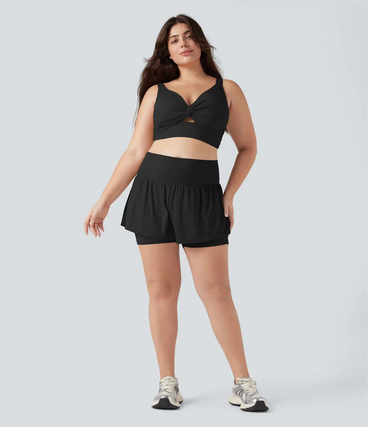 SoftlyZero™ Airy Super High Waisted 2-in-1 InstantCool Yoga Plus Size Shorts 5'' with Pockets