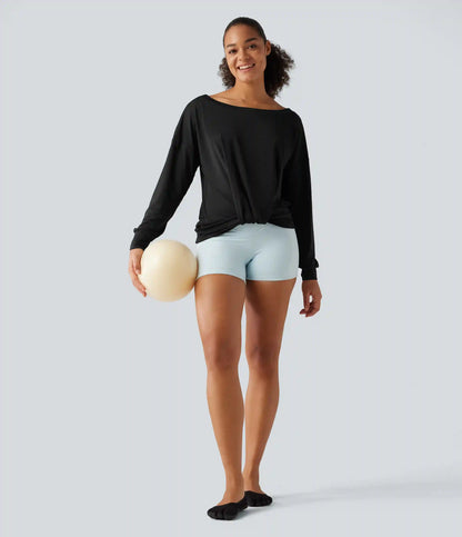 Long Sleeve Ruched Yoga Sports Top
