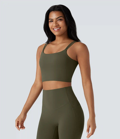 Halara UltraSculpt™ Double Straps Twisted Backless Cropped Yoga Tank Top