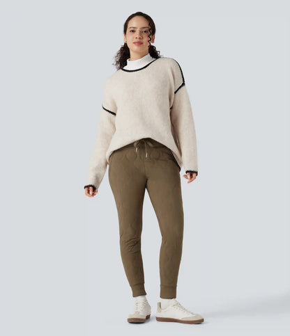 PuffFlex High Waisted Drawstring Casual Quilted Joggers with Pockets