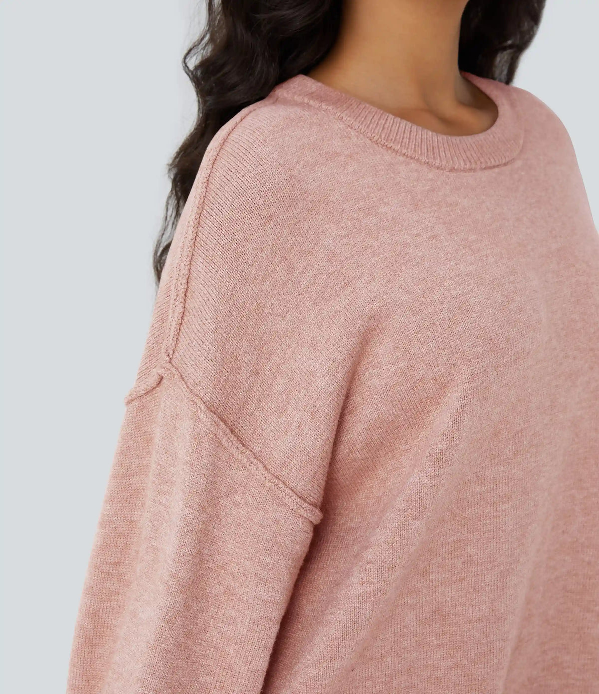 Round Neck Dropped Shoulder Long Sleeve Casual Sweater