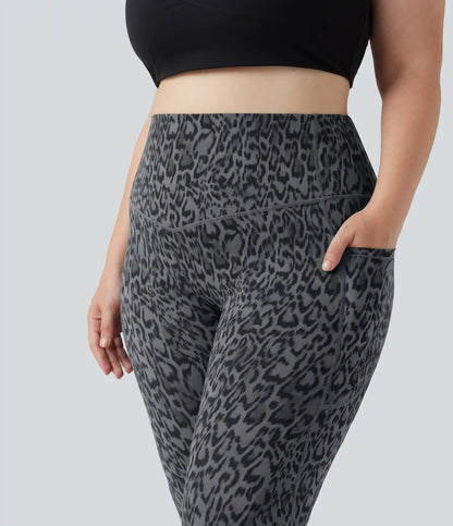 Plus Size Halara UltraSculpt™ Leopard Print High Waisted Tummy Control Yoga Leggings with Pockets