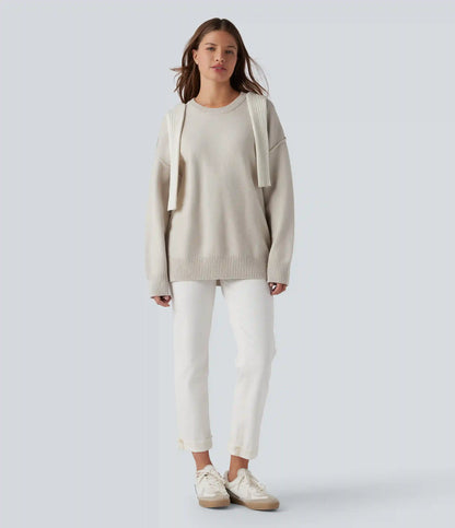 Round Neck Dropped Shoulder Long Sleeve Casual Sweater
