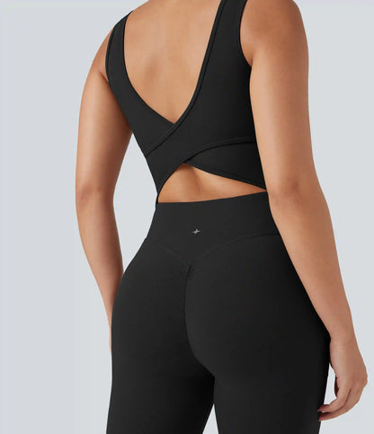 Halara UltraSculpt™ V Neck Tummy Control Butt Lifting Workout Jumpsuit with Pockets