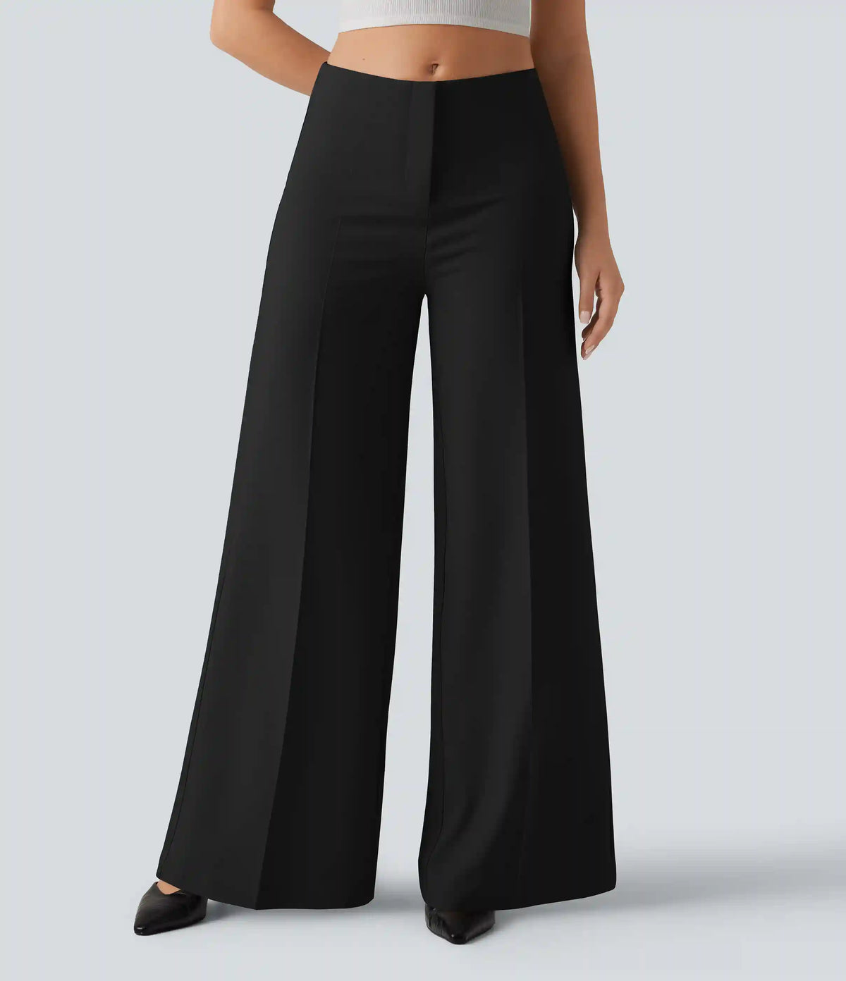 Low Rise Wide Leg Baggy Work Tailored Pants with Pockets