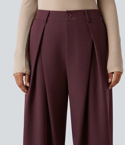 High-waisted Work Wide-leg Pants with Pockets