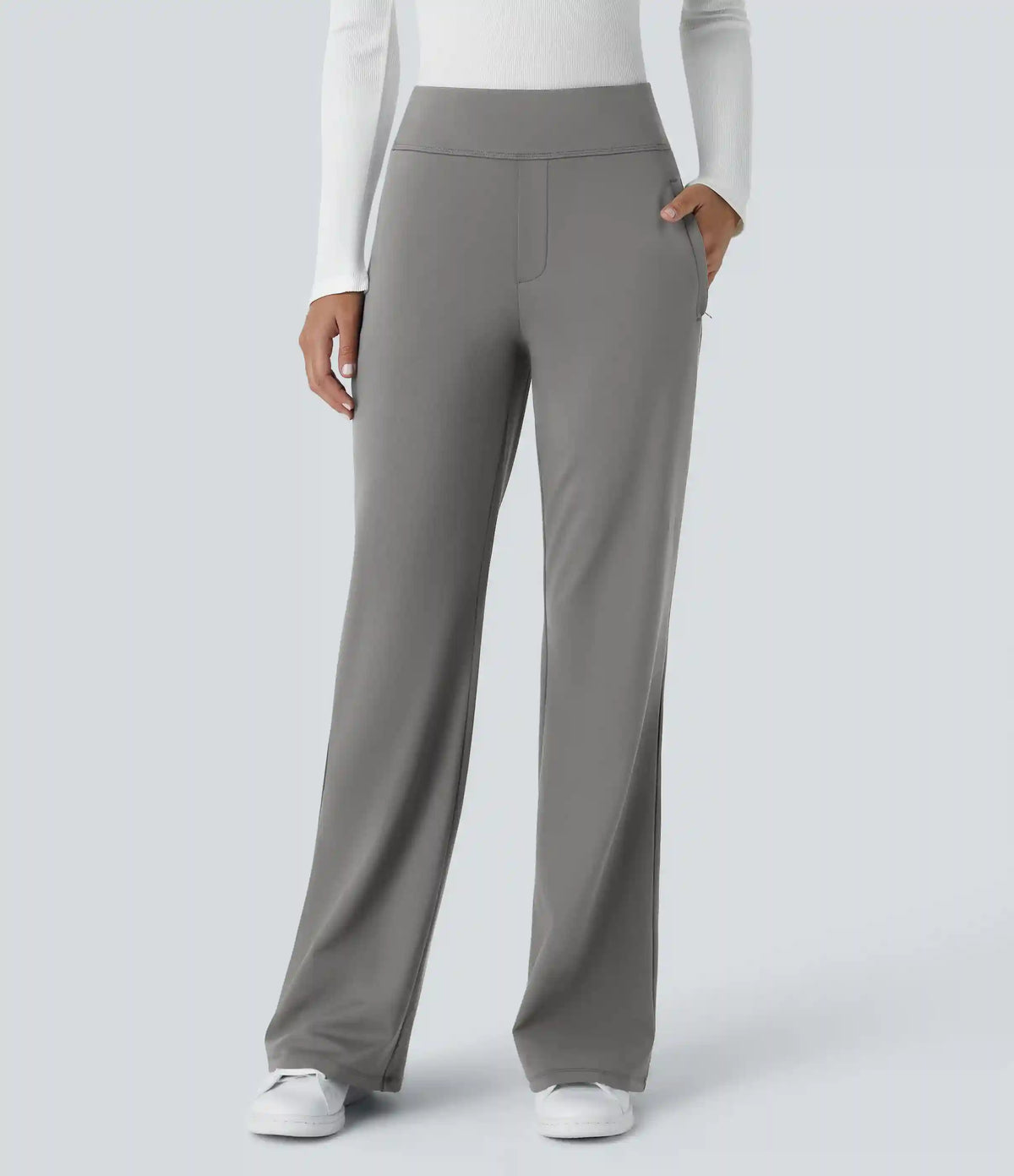Halara Flex™ DayStretch Mid Rise Side Zipper Pocket Work Flare Pants