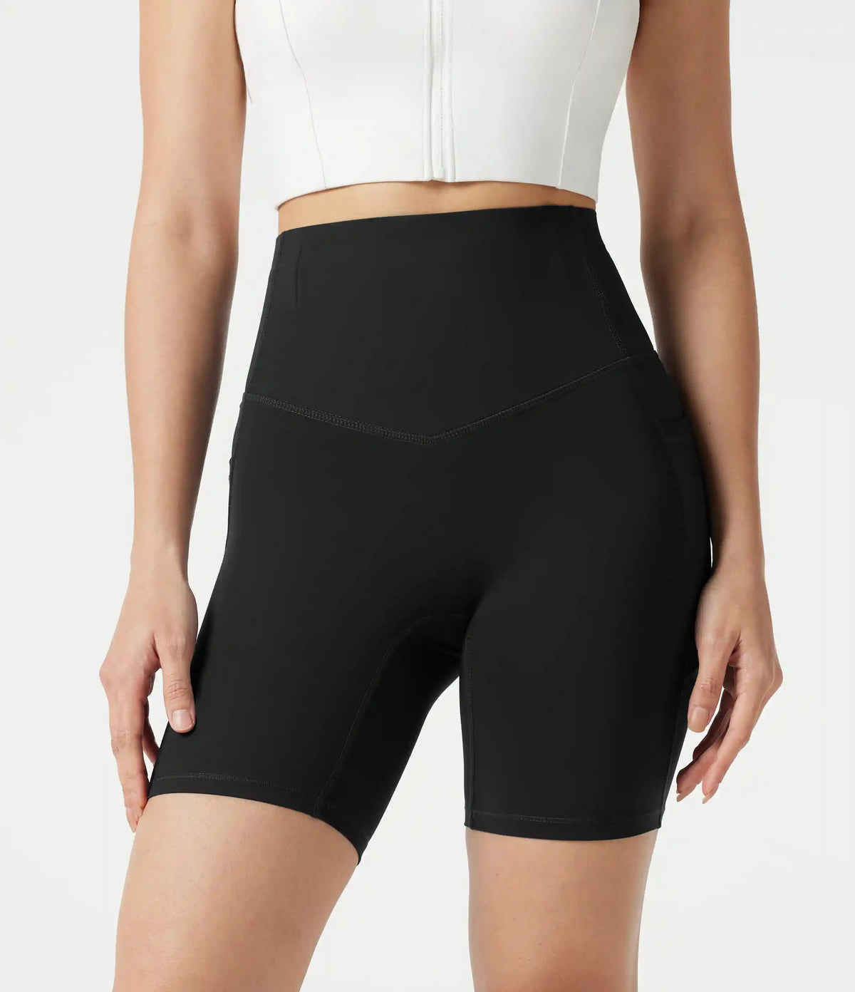 Halara UltraSculpt™ High Waisted Anti-Roll Tummy Control Shaping Workout Biker Shorts 7'' with Pockets