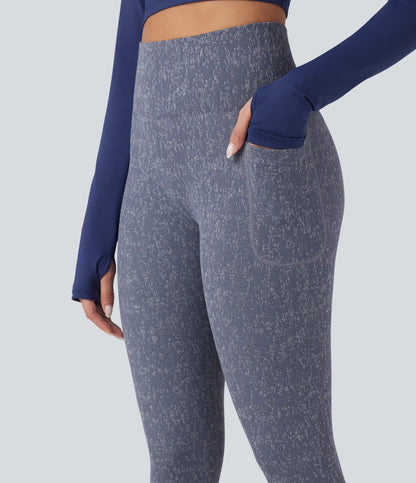 OneForm Seamless Flow High Waisted Speckled 7/8 Yoga Leggings with Pockets