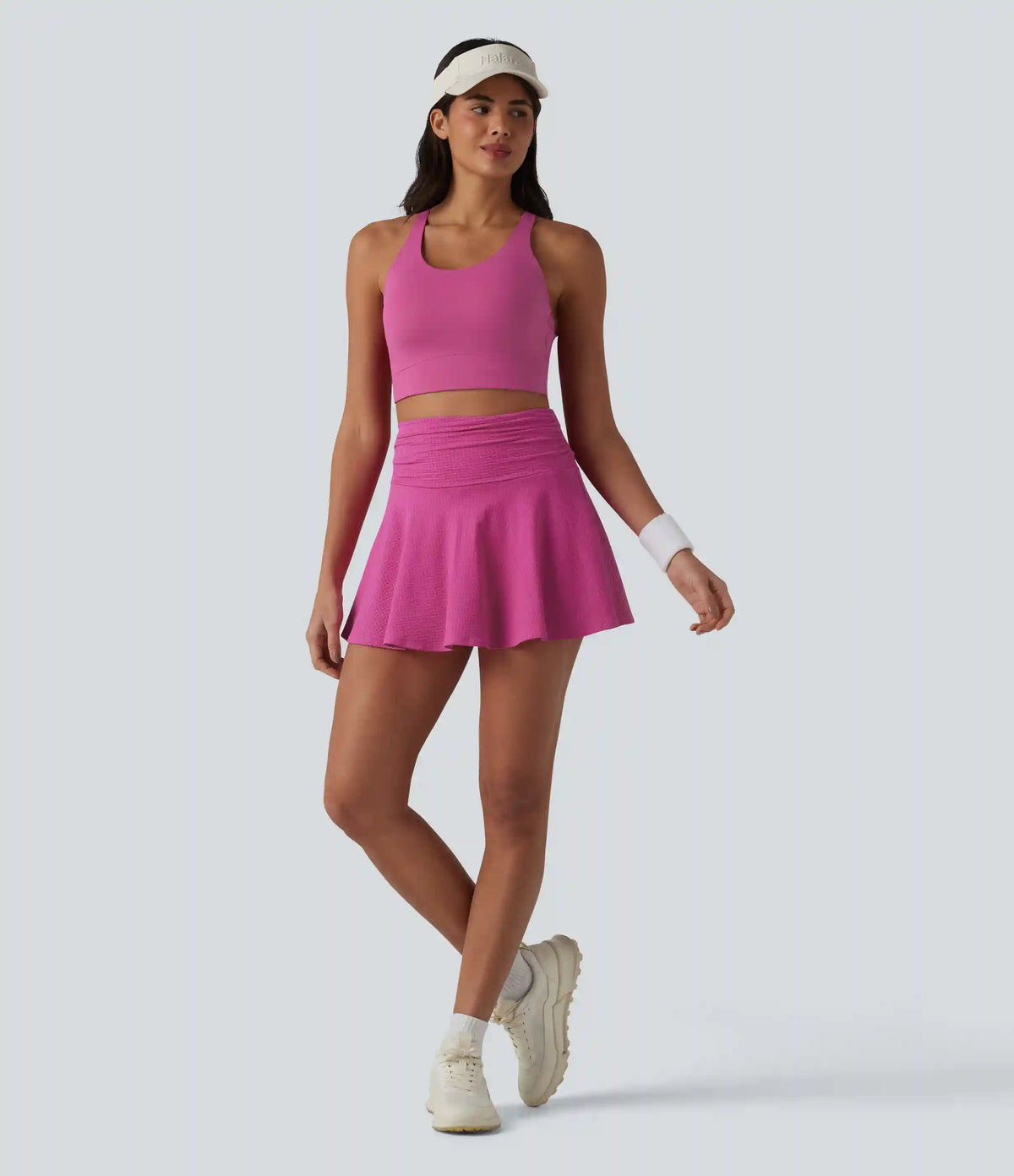 High Waisted 2-in-1 Quick Dry Flare Mini Tennis Skirt with Pockets-UPF40+