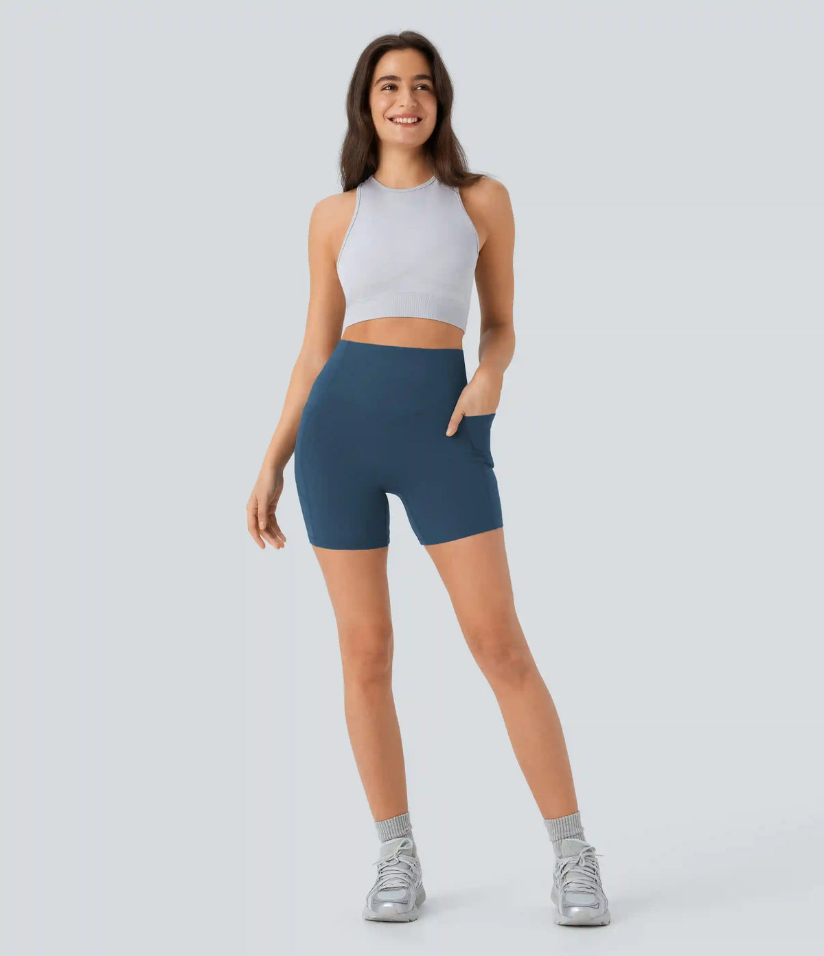 Halara UltraSculpt™ High Waisted Scrunch Butt Lifting Tummy Control Pocket Shaping Workout Biker Shorts 5''