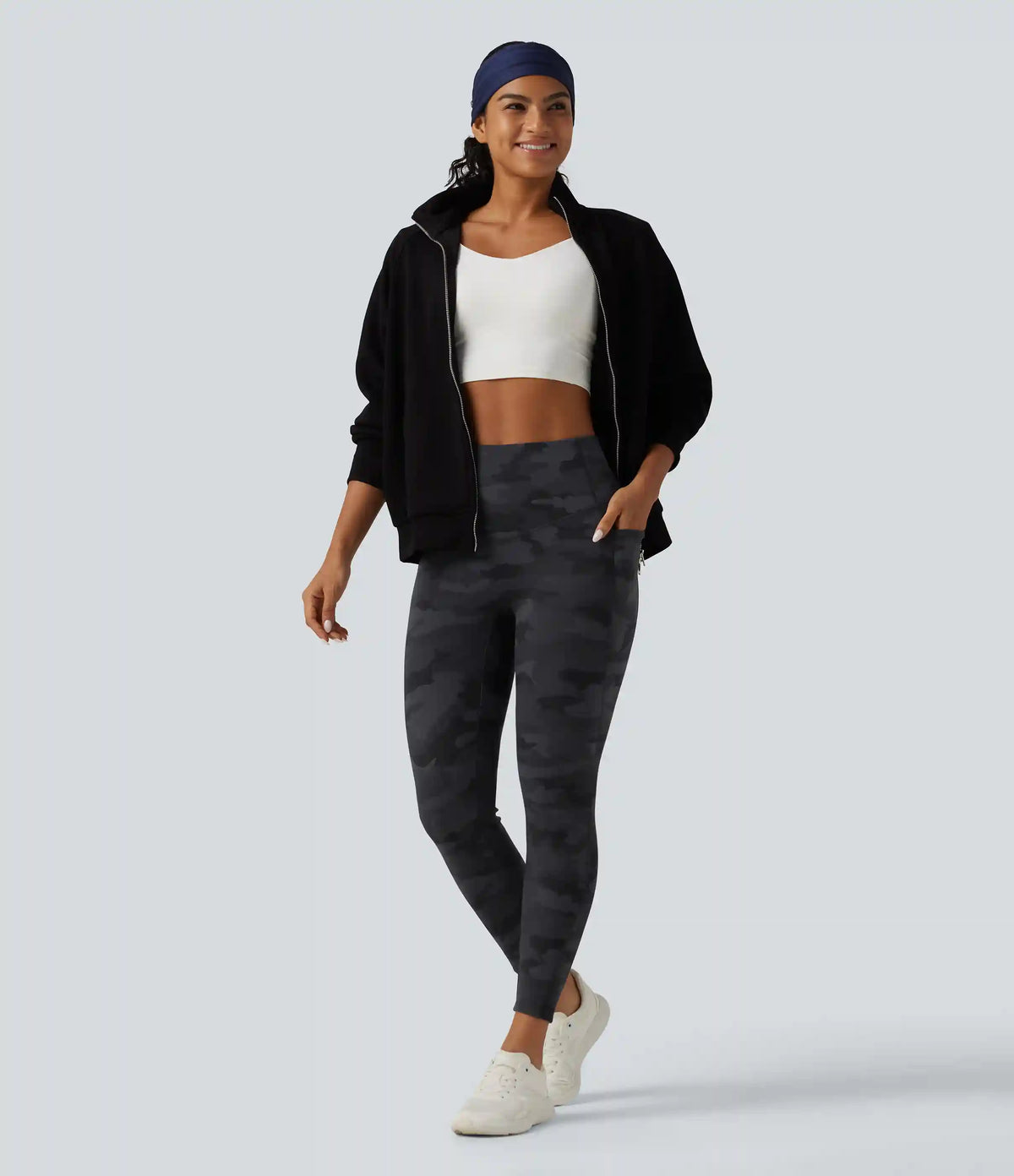 Halara UltraSculpt™ High Waisted Tummy Control Camo Fleece Workout Leggings with Pockets
