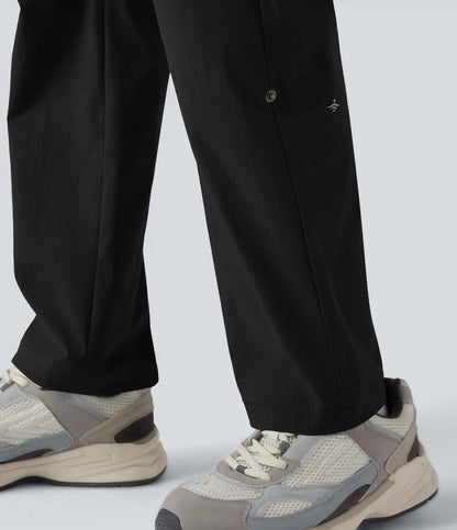 Durable Water Repellent Mid Rise Straight Leg Hiking Pants with Pockets-Adjustable Pant Length