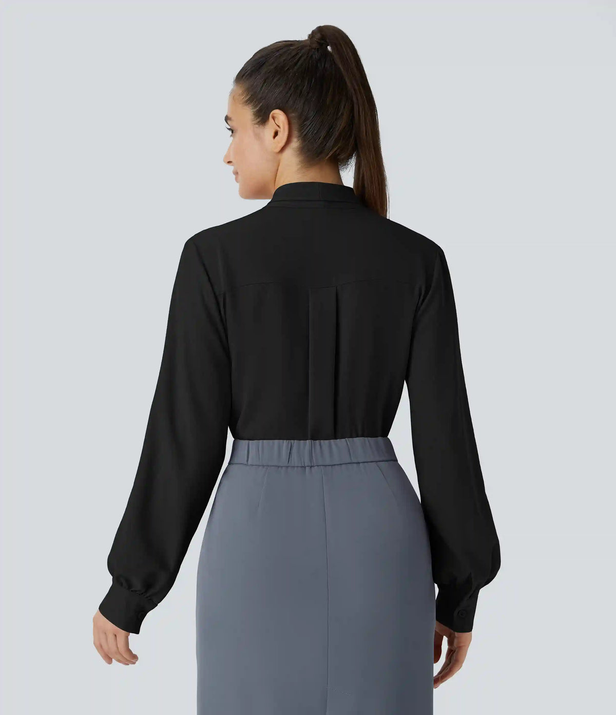 Tie Neck Long Sleeve Work Blouse