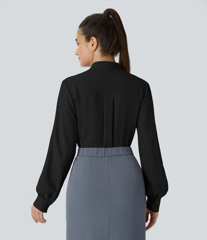 Tie Neck Long Sleeve Work Blouse