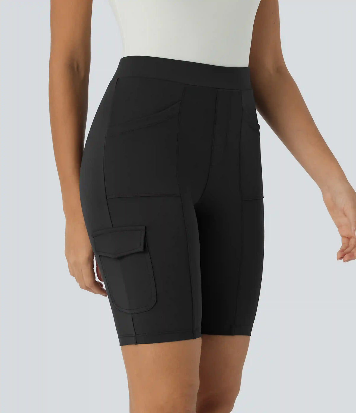 DayStretch High Waisted Pockets Work Biker Shorts 8''