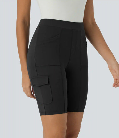 DayStretch High Waisted Pockets Work Biker Shorts 8''