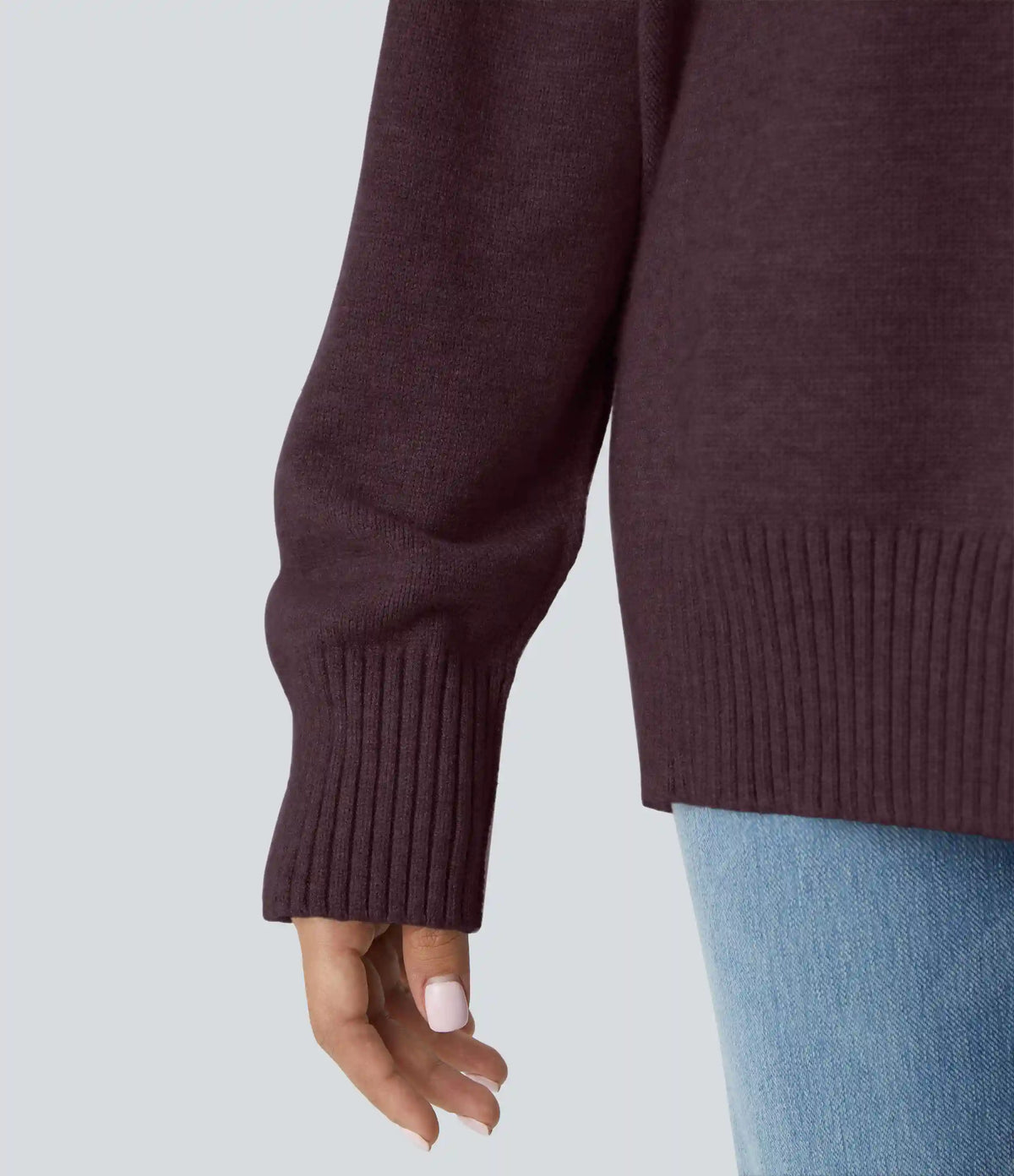 Round Neck Dropped Shoulder Long Sleeve Casual Sweater
