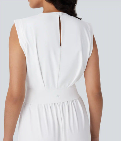 SoftlyZero™ QuickDry Round Neck Sleeveless Keyhole Pocket Yoga Jumpsuit-Easy Peezy Edition