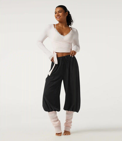 Breezeful™ High Waisted Drawstring Contrast Lace Quick Dry Dance with Pockets