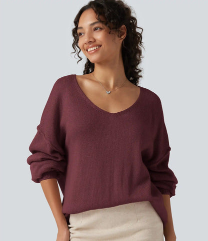 V Neck Long Sleeve Casual Sweater