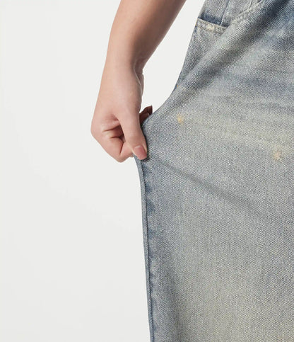 Plus Size Mid Rise Denim Print French Terry Casual Sweatpants Jeans with Pockets