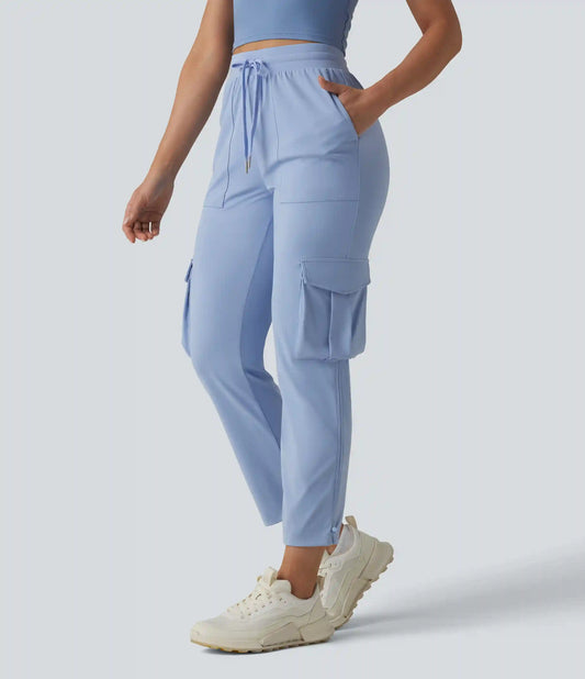 SoftlyZero™ Airy Mid Rise Drawstring InstantCool Workout Cargo Pants with Pockets