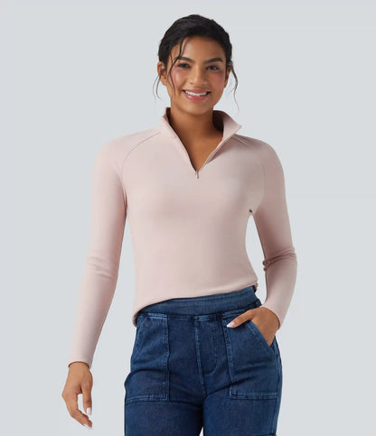 Half Zip Long Sleve Fleece Casual Top