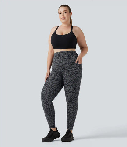 Plus Size Halara UltraSculpt™ Leopard Print High Waisted Tummy Control Yoga Leggings with Pockets