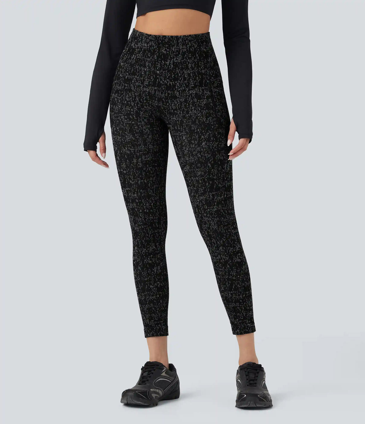 OneForm Seamless Flow High Waisted Speckled 7/8 Yoga Leggings with Pockets