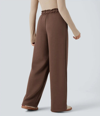 SpacerTek™ Paper Bag High Waisted Drawstring Casual Baggy Pants with Pockets