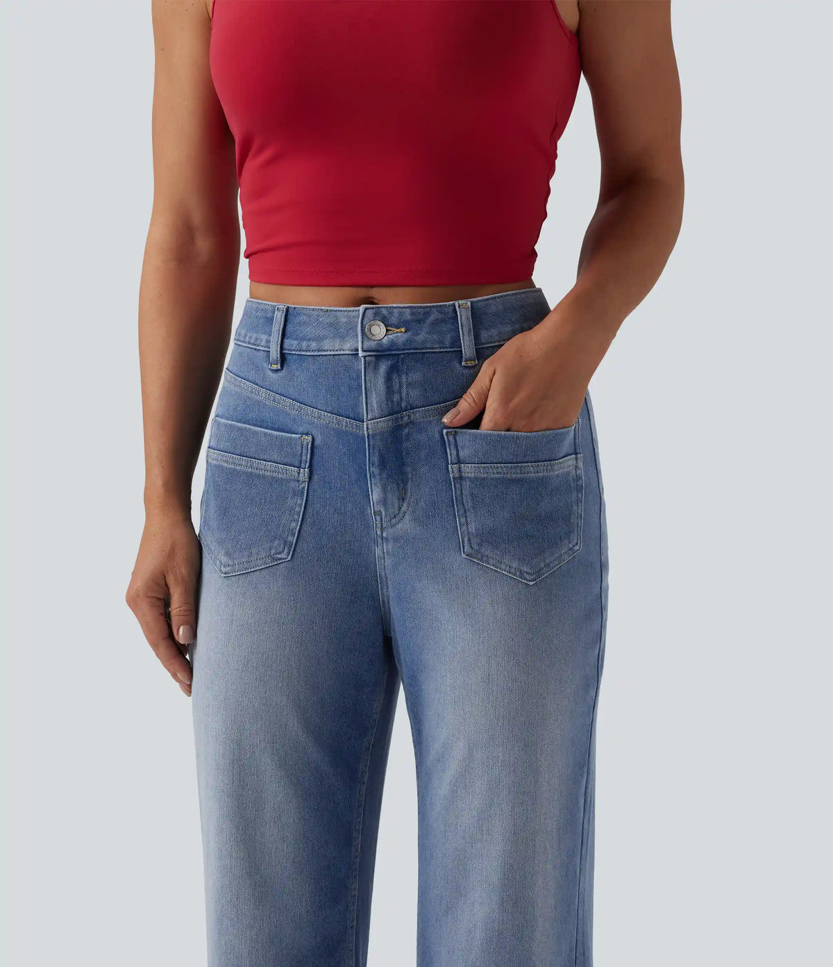 Halara Flex™ Mid Rise Straight Leg Casual Jeans with Pockets