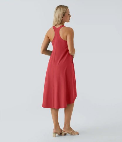 Breezeful™ RacerPocket High Low Flowy Midi Quick Dry Casual Dress