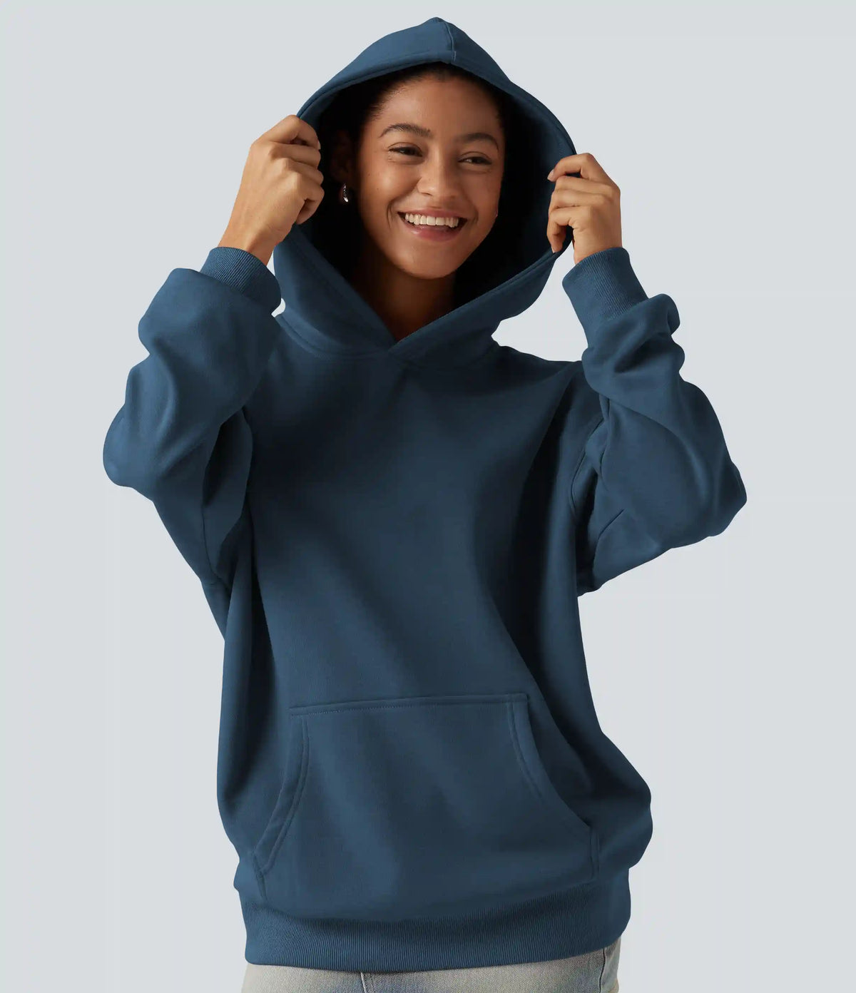 Hooded Long Sleeve Fleece Casual Sweatshirt