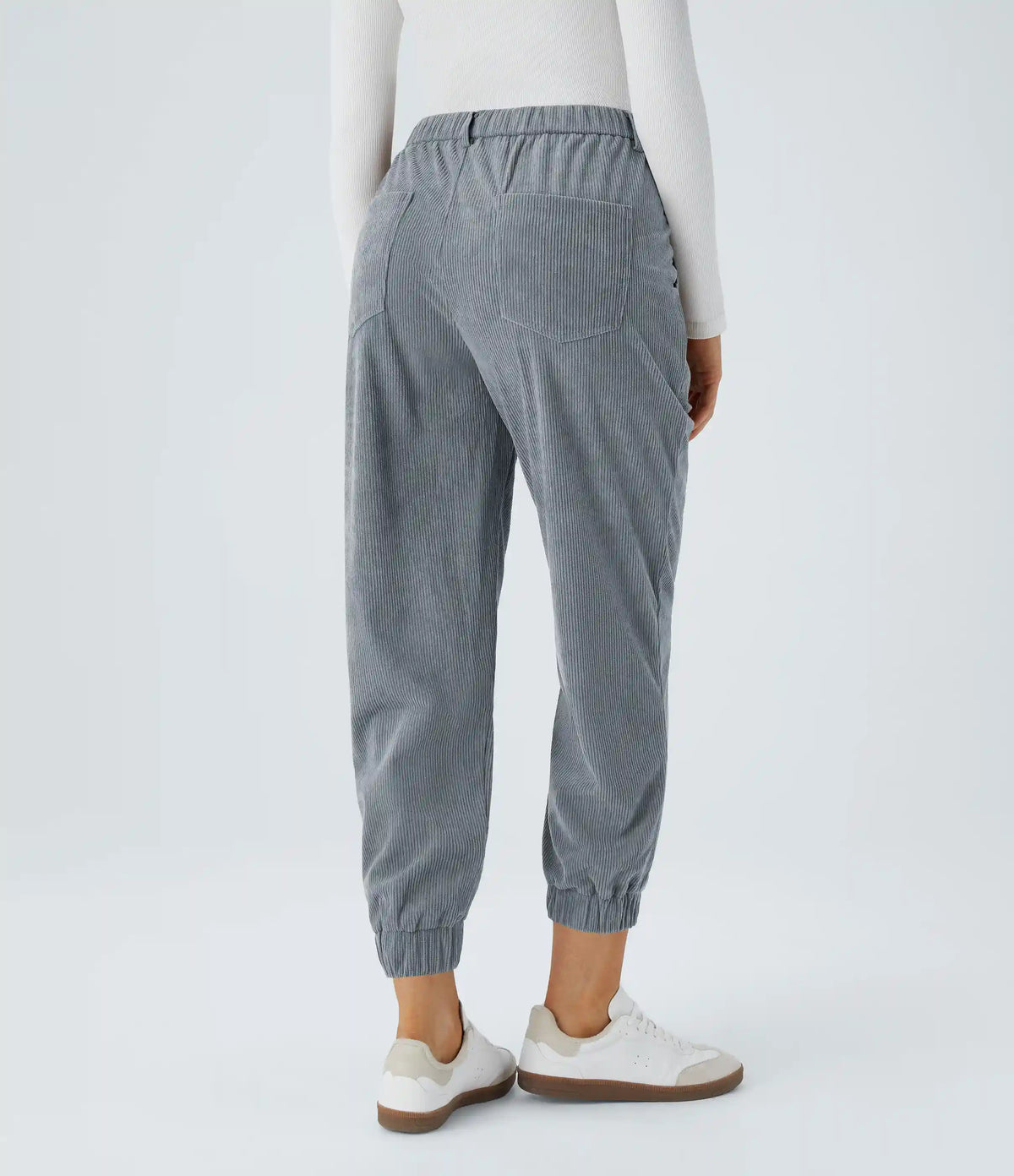 Mid Rise Zipper Pockets Corduroy Casual Joggers