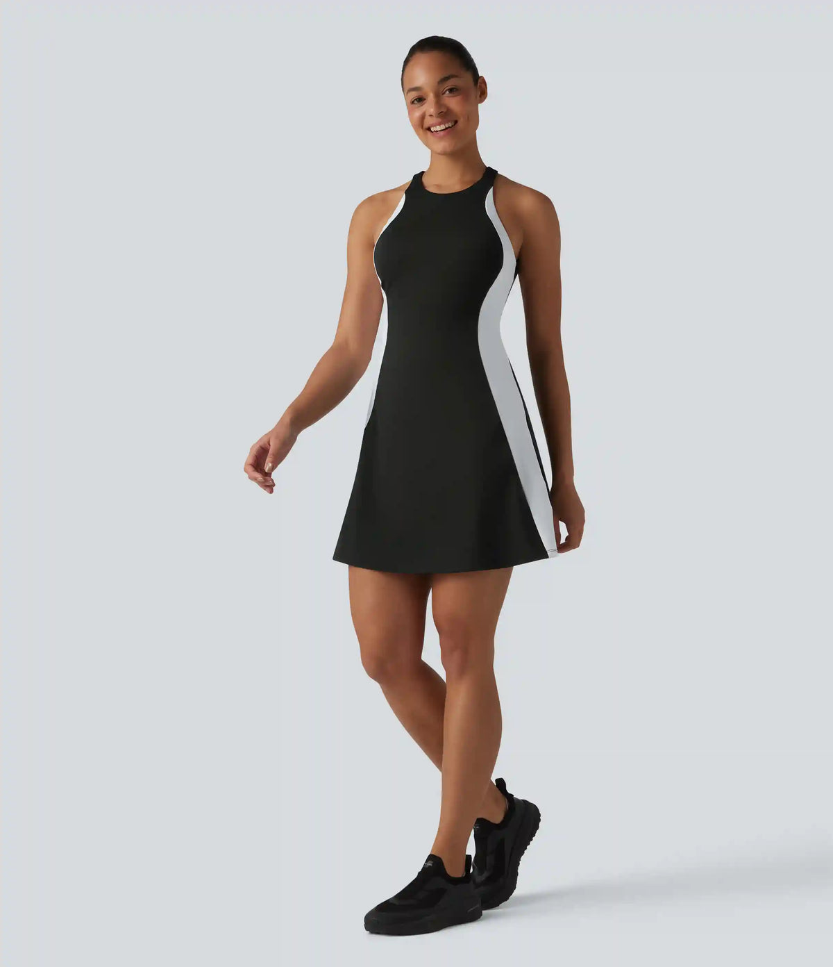 Softlyzero™ Airy Built-in Bra Color Block 2-in-1 InstantCool Mini Tennis Active Dress with Pockets-Easy Peezy Edition