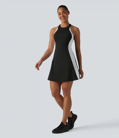 Softlyzero™ Airy Built-in Bra Color Block 2-in-1 InstantCool Mini Tennis Active Dress with Pockets-Easy Peezy Edition