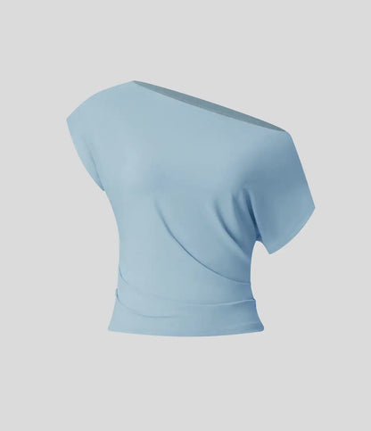 Off Shoulder Short Sleeve Ruched Casual Top