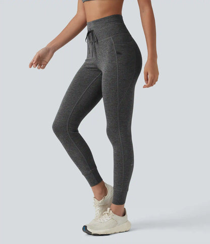 Halara UltraSculpt™ Heathered High Waisted Drawstring Quick Dry Yoga 7/8 Leggings with Pockets