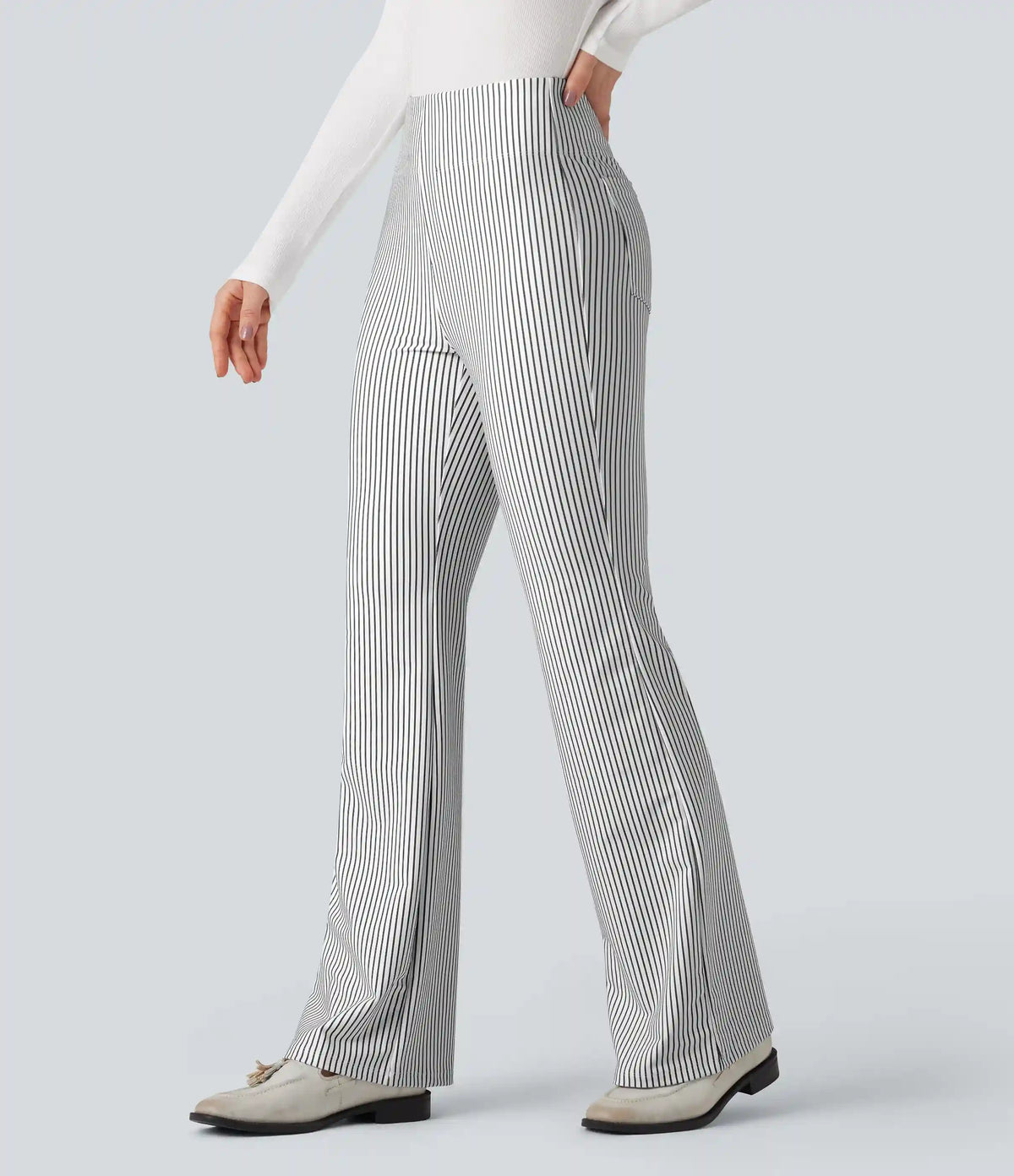 Halara Flex™ High Waisted Striped Work Flare Pants with Pockets