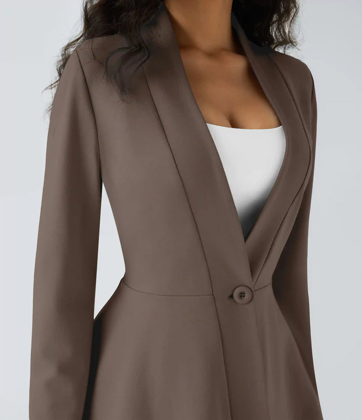 V Neck Single Front Work Peplum Jacket